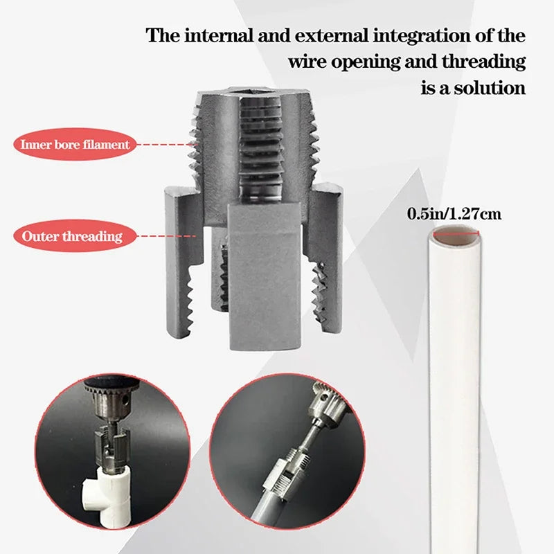Integrated Internal and External Thread Pipe Threading Tool for 1/2-inch PPR Pipes with Taps and Dies for Thread Cutting