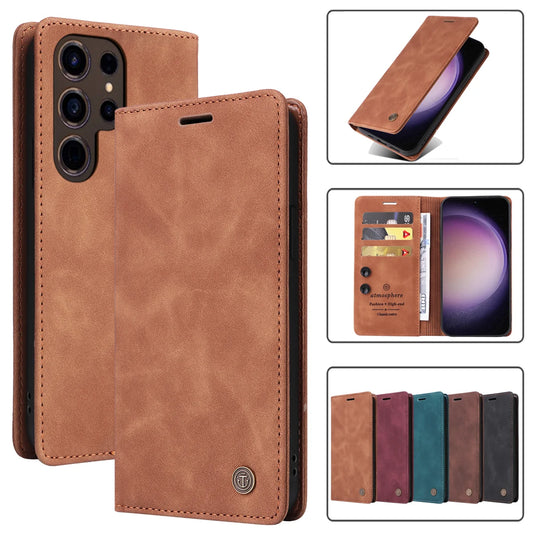 Ultrathin Leather Flip Case For Samsung Galaxy S25 S24 S23 FE S22 Ultra S21 S20 Plus S10 Note 20 5G Business Wallet Phone Cover