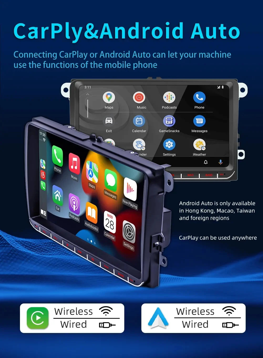 2Din Car Radio Android for Volkswagen Golf 5 6 Polo Passat B6 B7 CC Skoda Jetta Universal Multimedia Carplay Wifi GPS Navigation