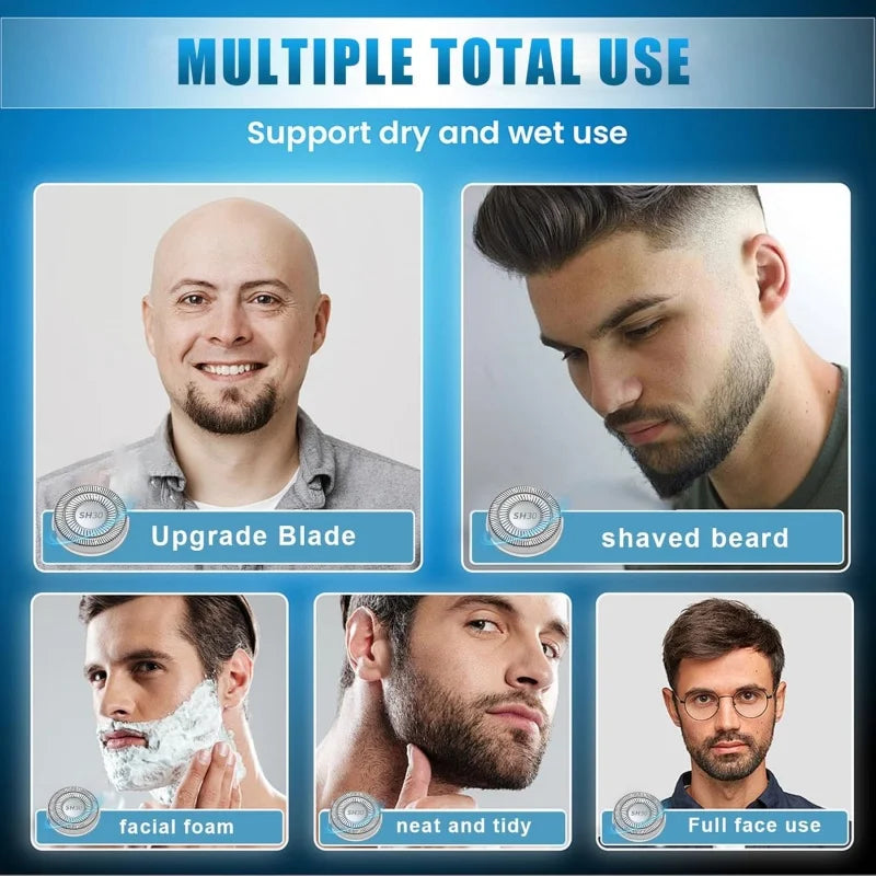 6pcs SH30 50 70 90 Replacement Head Compatible with Philips Norelco Series 3000/2000/1000