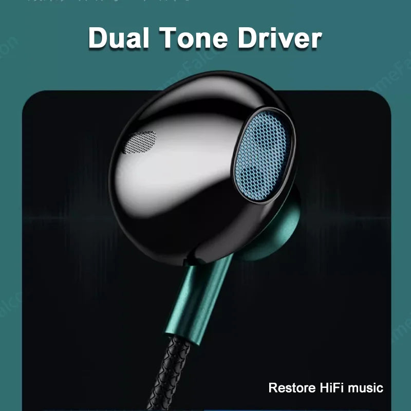 HiFi USB Type C Headphone Bass Stereo Volume Control Earbud  Mic 3.5mm Wired Earbuds For Galaxy Samsung S24 S23 Xiaomi Computer