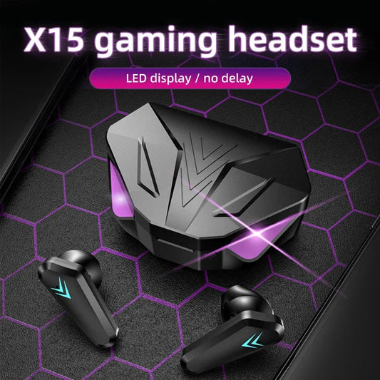 X15 Pro TWS Wireless Bluetooth Headset LED Display Gamer Earbuds with Mic Headphones Noise Cancelling Bluetooth Earphones