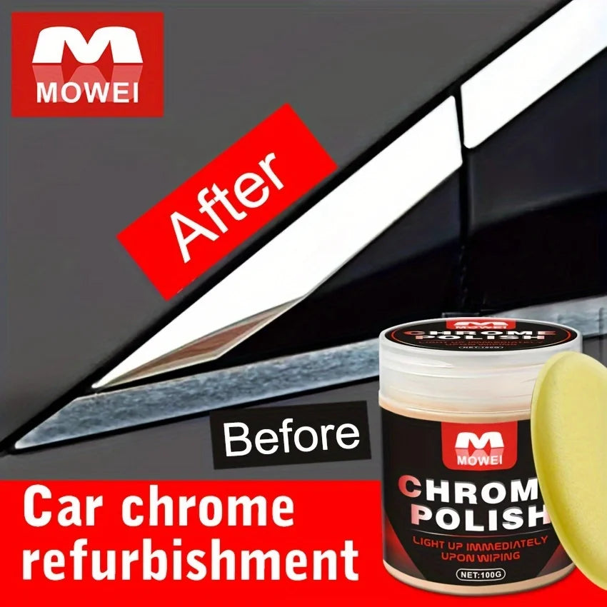 Universal Model Chrome Restoration Polish – Metal Shine Renovation Compound for Car Door Handles, Windows, and Trim – Removes Ru