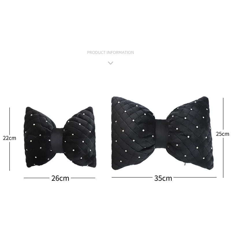 1PC Quality Diamond Bowknot Car Neck Pillow Rhinestone Auto Headrest Seat Support Waist Pillows Crystal Car Interior Accessories