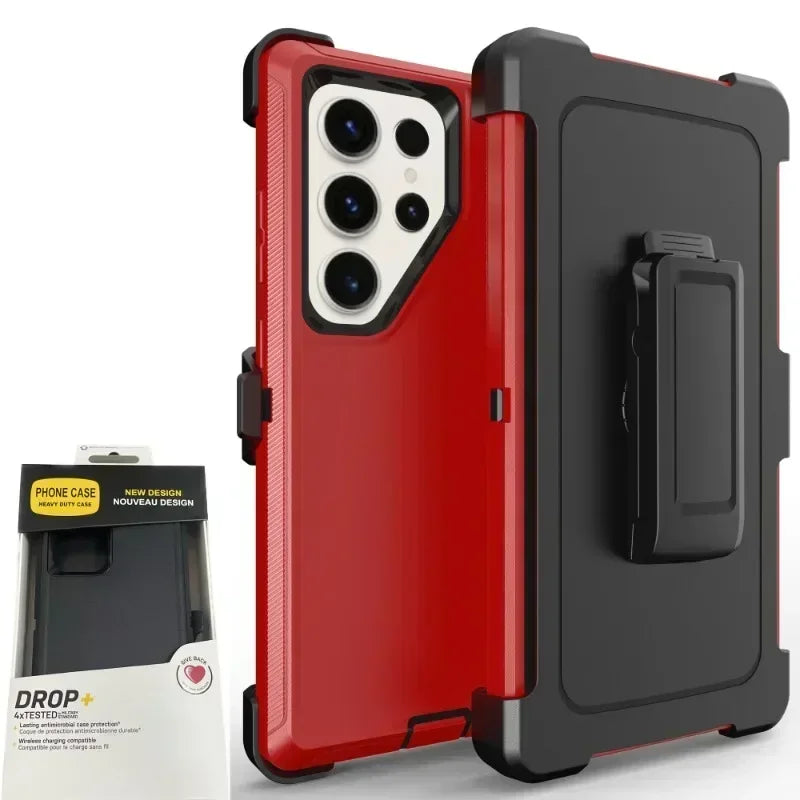Defender Otter Armor Box Case for Samsung S25 Ultra S24 S23 S22 S21 S20 Plus Rugged Shockproof Protect Cover Belt Clip