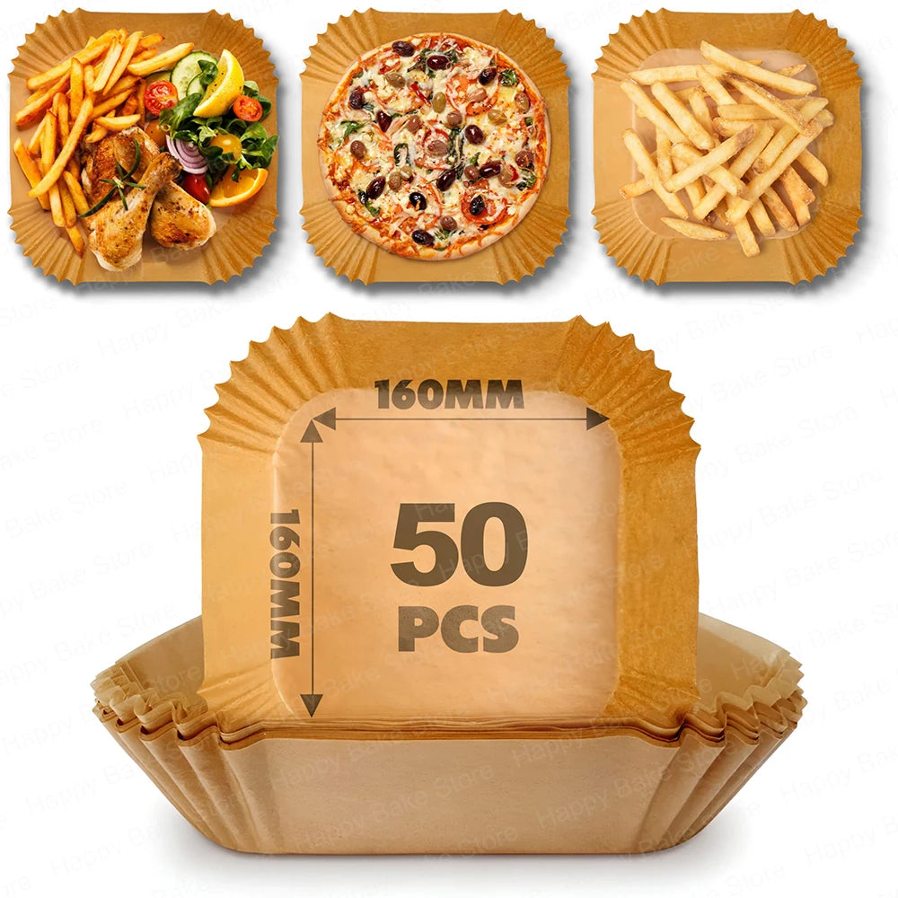 3-5L/5-8L Square Air Fryer Baking Paper, BPA Free Disposable Parchment Paper Liners Compatible with Cosori Ninja Philips Tefal