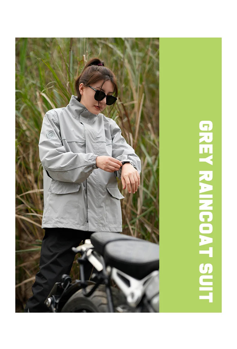 Star Field Knight Black Motorcycle Rider Raincoat Suit Men Women Riding Waterproof Clothes Raincoat Rainpants Split 2Pcs/set
