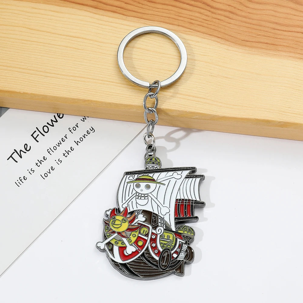 Classic Anime ONE PIECE Keychain Cool Pirate Ship Charms Pendant Keyring Car Key Holder for Women Party Gifts Accessories