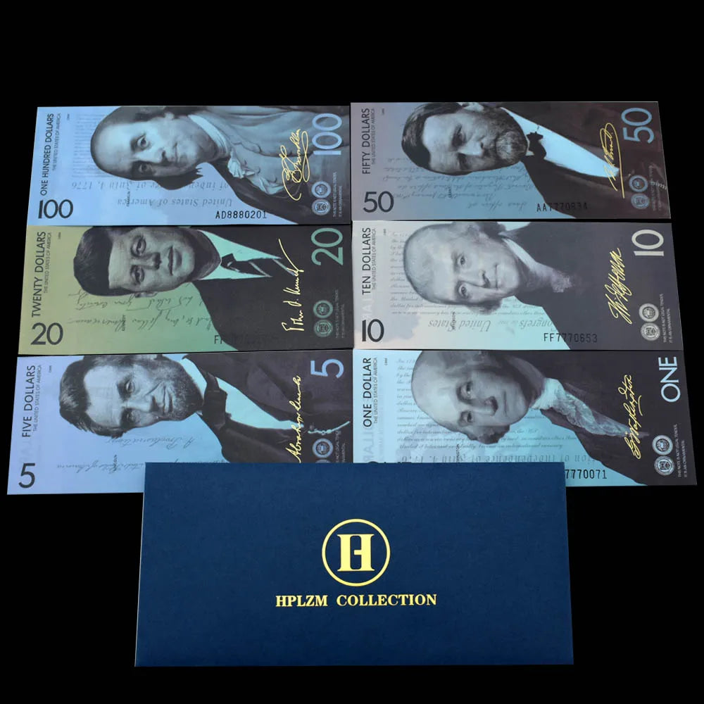 6pcs US President's New Dollar banknotes 1 5 10 20 50 100dollars Ticket The Great People Paper Money with UV Mark Souvenir Gift