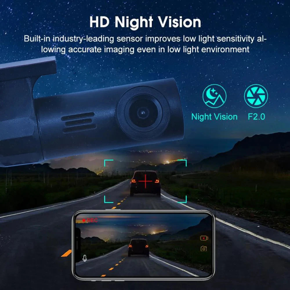 Mini HD 1080P USB power recorder APP control smart car Wifi DVR driving camera night vision video recorder 360 rotation
