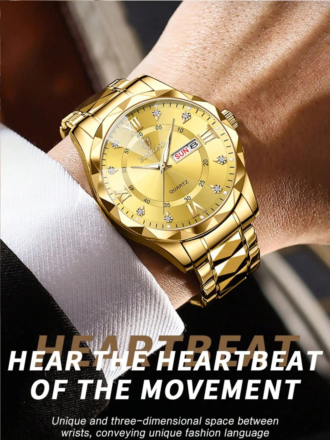 BINBOND 2pcs/Set Couple Watches 30M Waterproof Fashion Diamond Valentine Day Gift Stainless Steel Watch Men Women Quartz Watch