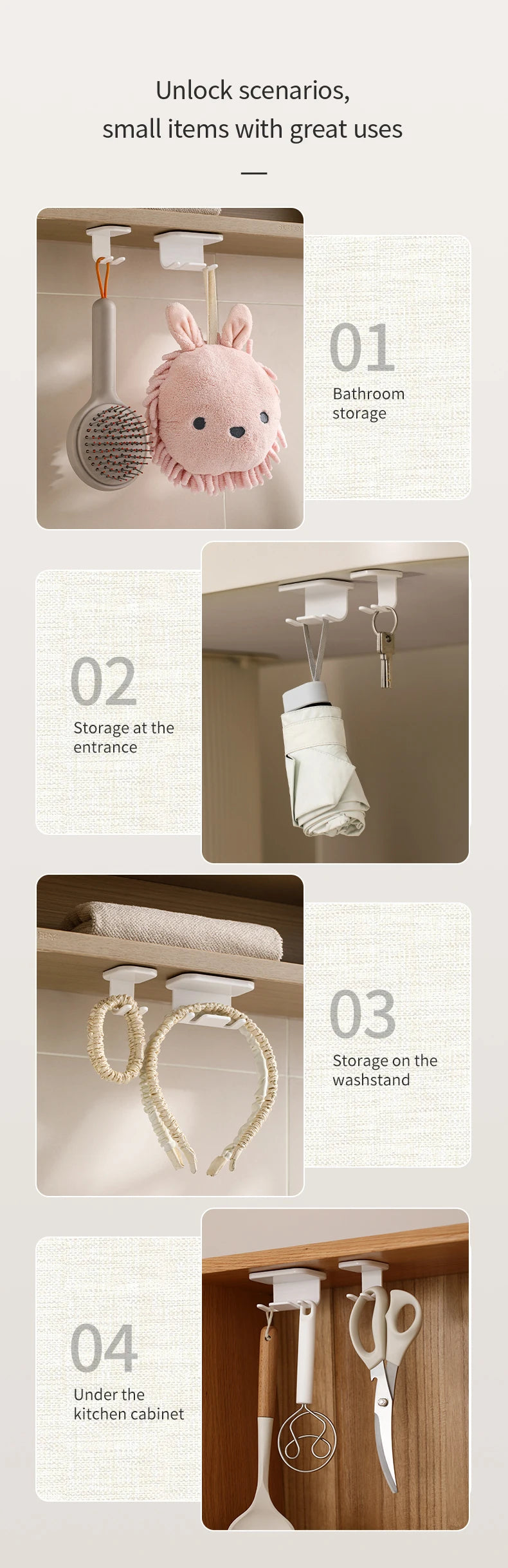 Self Adhesive Detachable Toothbrush Holder for Bathroom Countertop Wall Mounted Electric Toothbrush Plastic Storage Hook