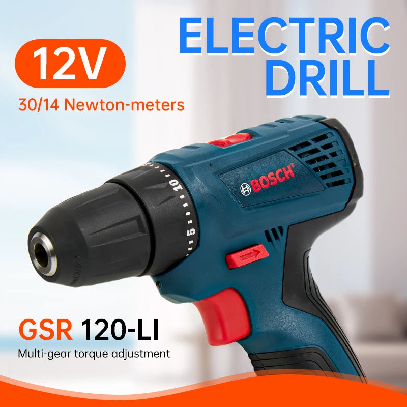 Bosch-GSR120-LI Professional Cordless Electric Hand Drill, Multi-Function Screwdriver, Power Tools, Home Screwdriver
