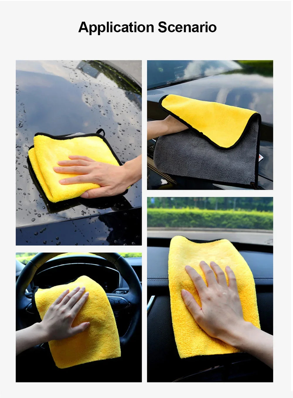 Wholesale and retail Car Wash Towels Cleaning Cloth Absorbent Dry Cloth General Purpose Microfiber Towel Thickened Yellow