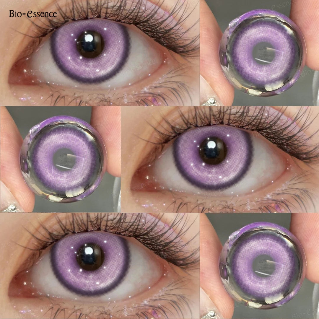 Contact Lenses for Halloween 2PCS Colored Contact Lenses Cosplay Purple Lenses 1Yearl Fashion Color Beauty Lenses Bio-essence
