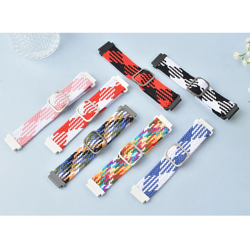 20mm 22mm Elastic Band For Samsung Galaxy Watch 7/6/5/4/FE Active 2 Gear S3 Braided Nylon Strap For Huawei Watch GT 5/4/3/2 46mm