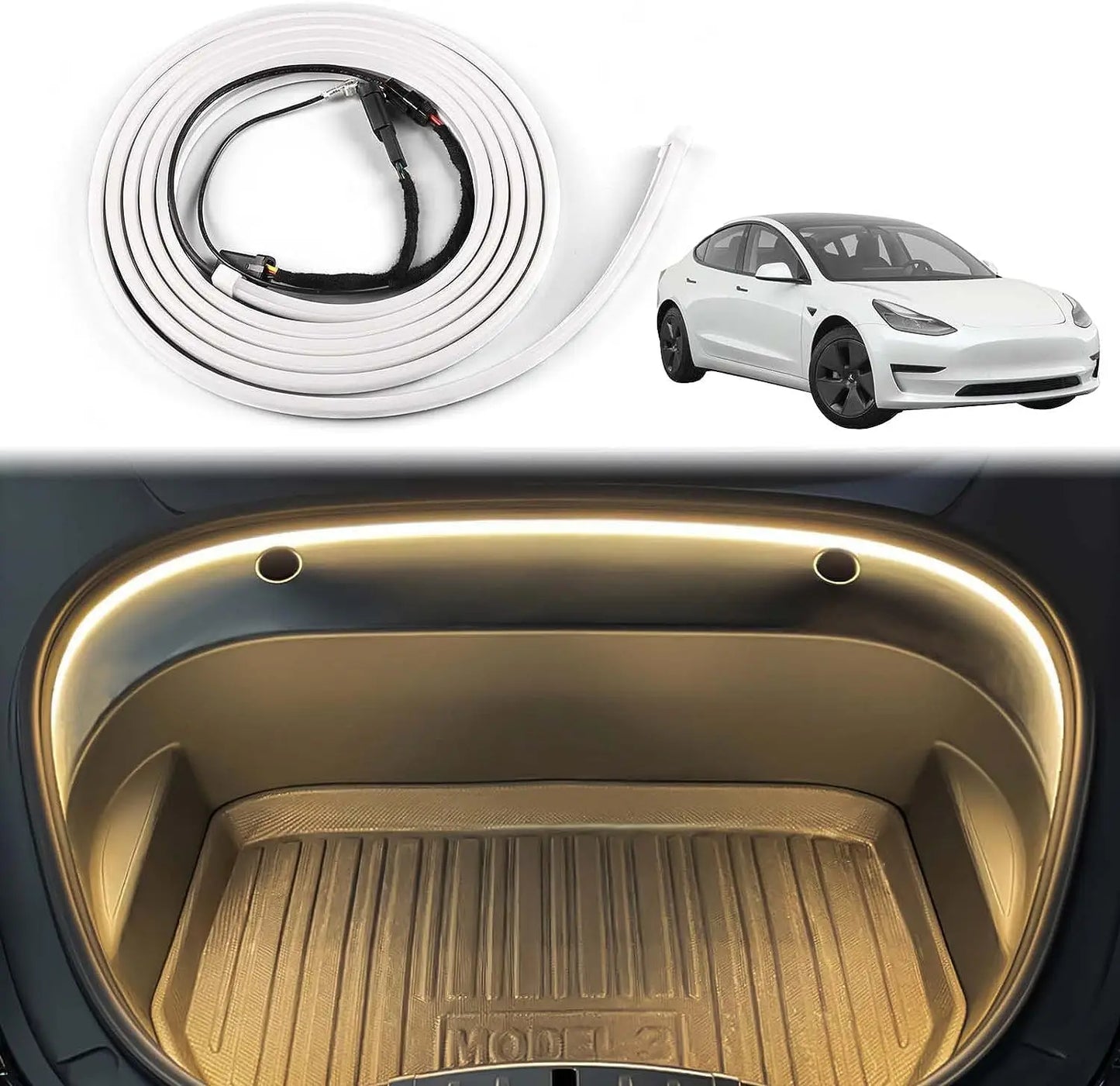 Universal for Tesla Model 3 Y 12V Front Trunk Frunk LED Ambient Surround Light Flexible Silicone Strip Decorative Lamp