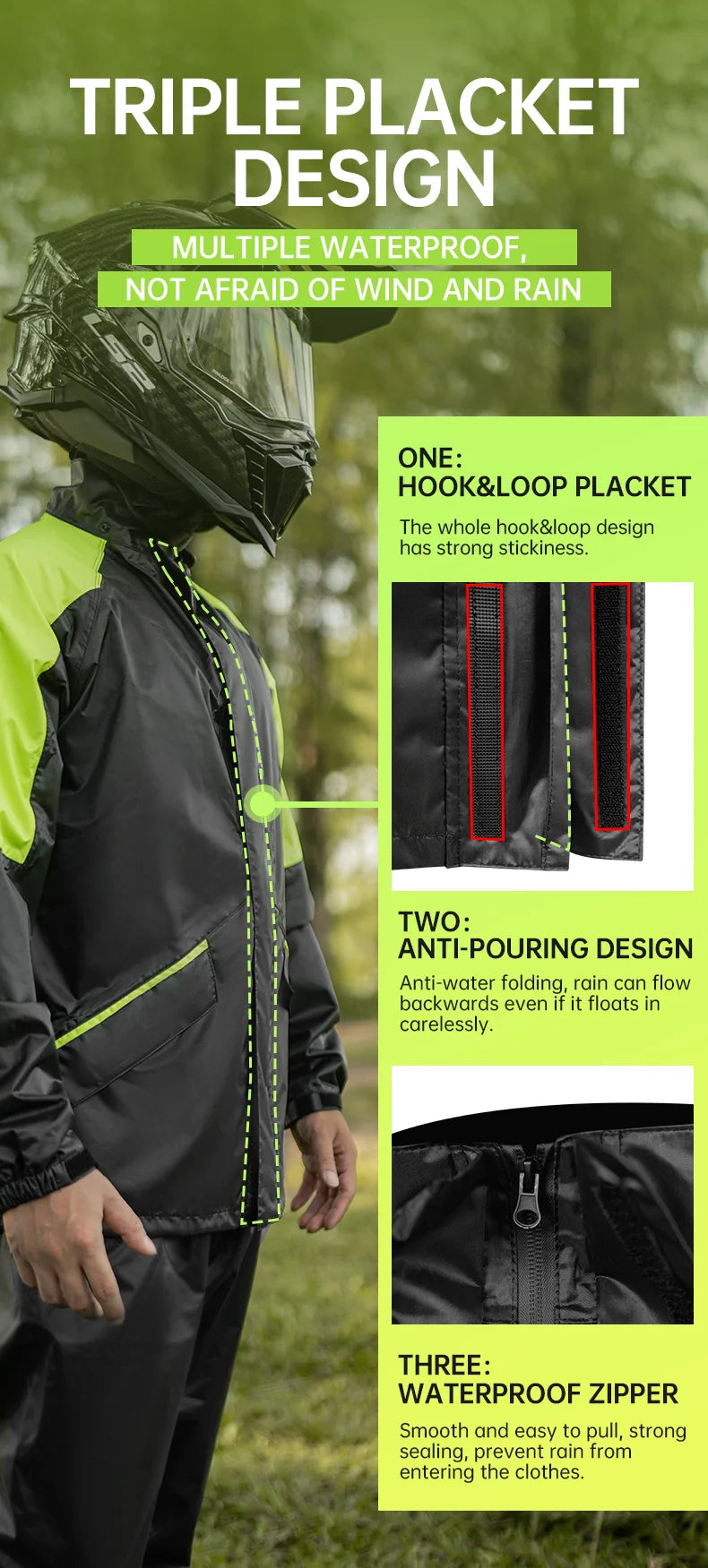 Star Field Knight Black-grey Motorcycle Raincoat Rainpants Suit Waterproof Inner Mesh Breathable Men Women Riding Gears 2Pcs/set
