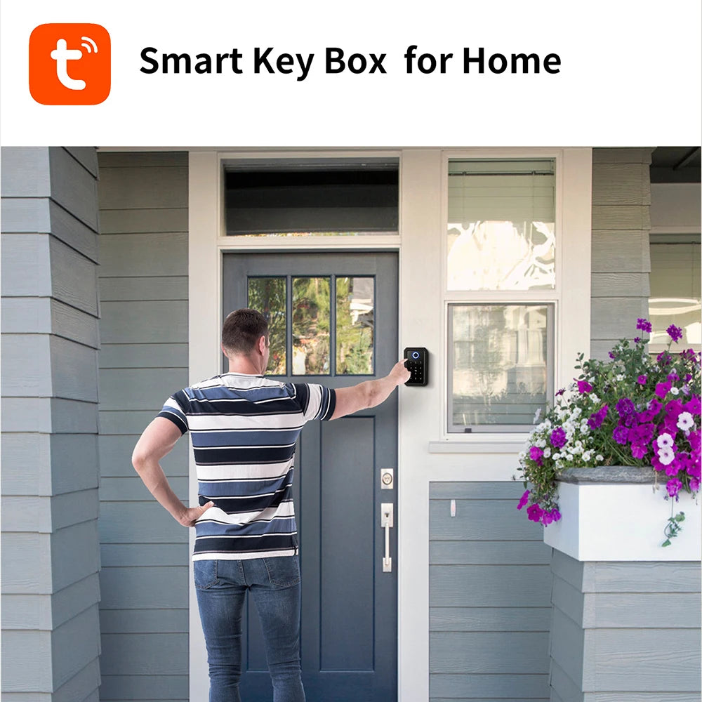 Tuya Smart Key Box Fingerprint Safe Storage Lock Key Digital Security Lockbox Combination Code IC Card Unlock Door Airbnb Rental