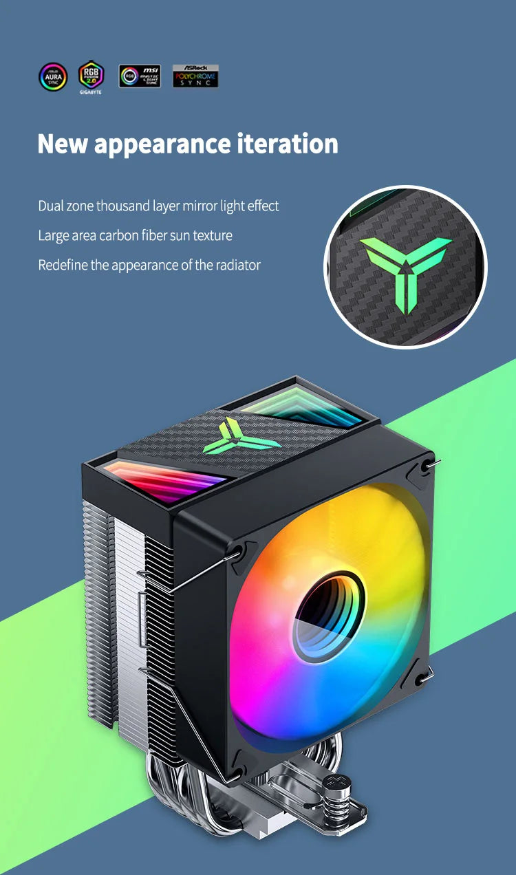 Jonsbo CR 1400 V2 CPU Cooler ARGB Quiet Fan 4 Heat Pipes Air Radiator for LGA1700 1200 115X AM4 AM5 PC Processor Heatsink Cooler