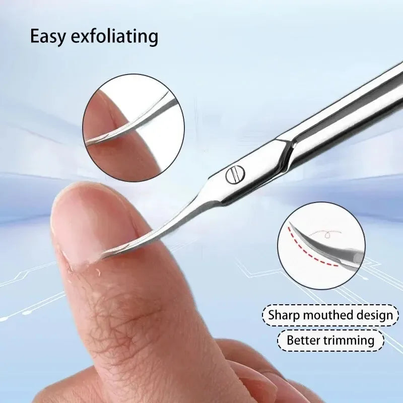 Precision Stainless Steel Cuticle Scissors - Thin Blade Nail Clippers for Manicure and Eyebrow Trimming - Dead Skin Remover