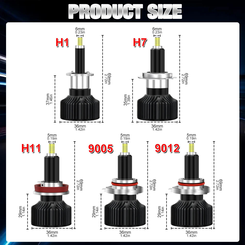 2pcs 30000LM H7 Led 360 H1 HB3 HB4 9012 HIR2 Led H11 H8 9006 9005 Car Headlight Bulbs Fog Lamp for Auto 3000K 6000K 12V 3D Chips