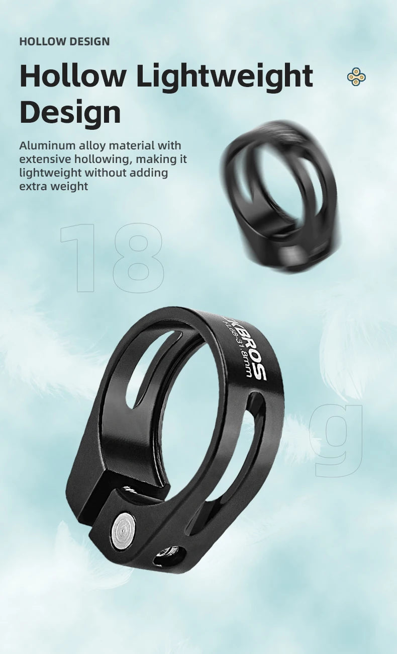 ROCKBROS Bicycle Seat Post Clamp Aluminum Alloy Installation Quick Release Cycling Seat Clamp Convenient Bike Parts Seatpost