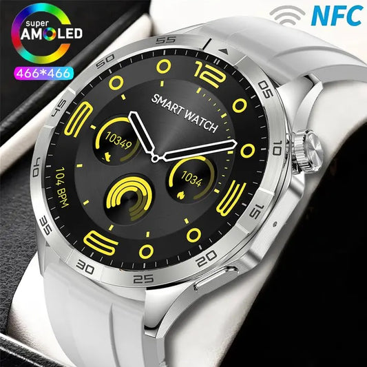 New 2024 HK4 Business AMOLED Smart Watch Men IP68 Waterproof Bluetooth Call HD Screen 100+ Dials NFC Smartwatch For GT4 Pro