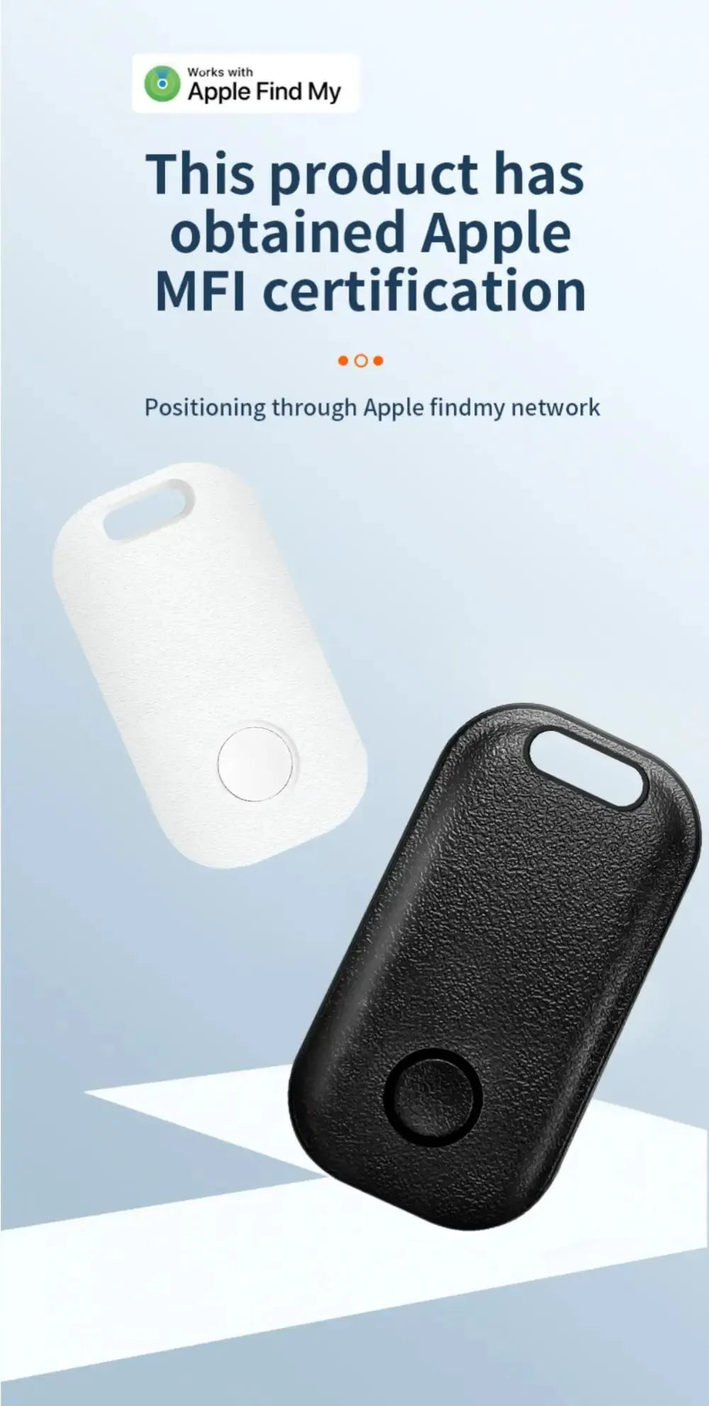 Smart GPS Tracker Bluetooth Mini Locator with Apple Find My APP Anti Lost Reminder Device Positioner MFI Rated Car Key Pet Kids