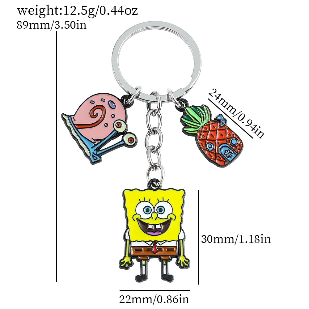 Classic Cartoon Anime SpongeBob SquarePants Keychain Cute Cartoon Figure Pendant Accessories Kawaii SpongeBob Pendant Keychain