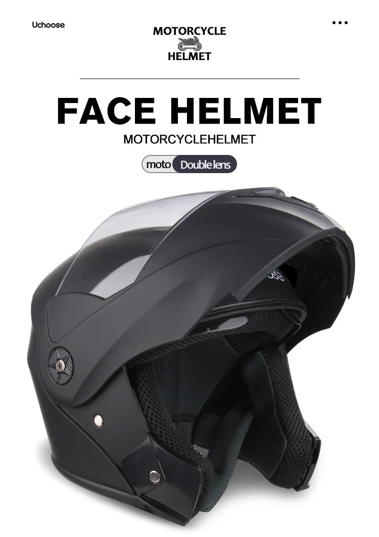 New Modular Motorcycle helmet full face racing with Double sun visor Women man flip up helmet Double lens DOT