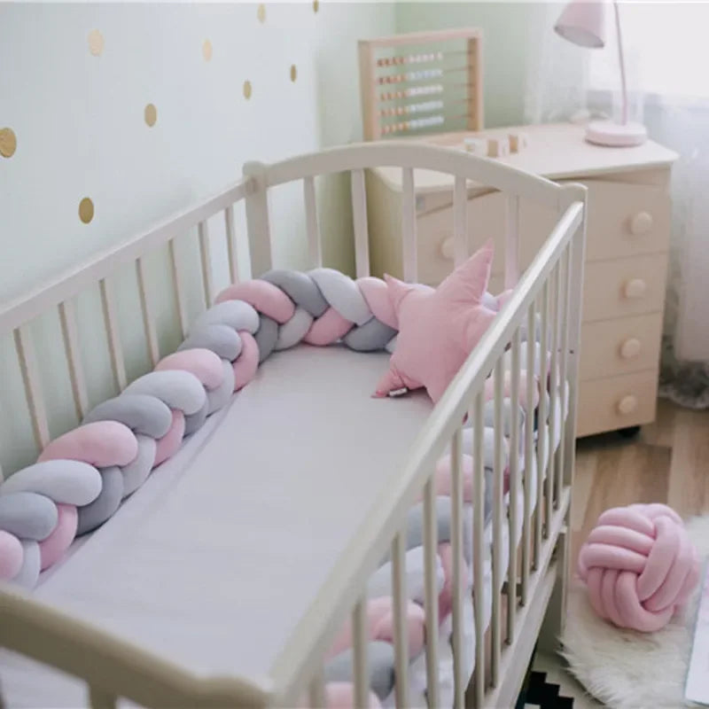 200CM Three-strand Bed Fence Anti-collision Rail Hand-woven Newborn Crib Safety Cushion