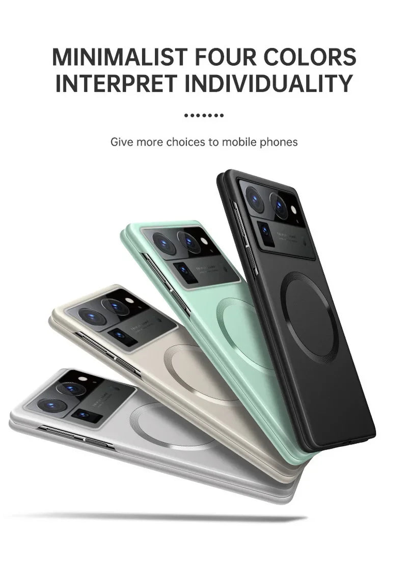 For Tecno Phantom VFold2 Ultra Thin Matte Metallic Paint for Magsafe Case for Tecno Phantom V Fold 2 Wireless Charging PC Cover