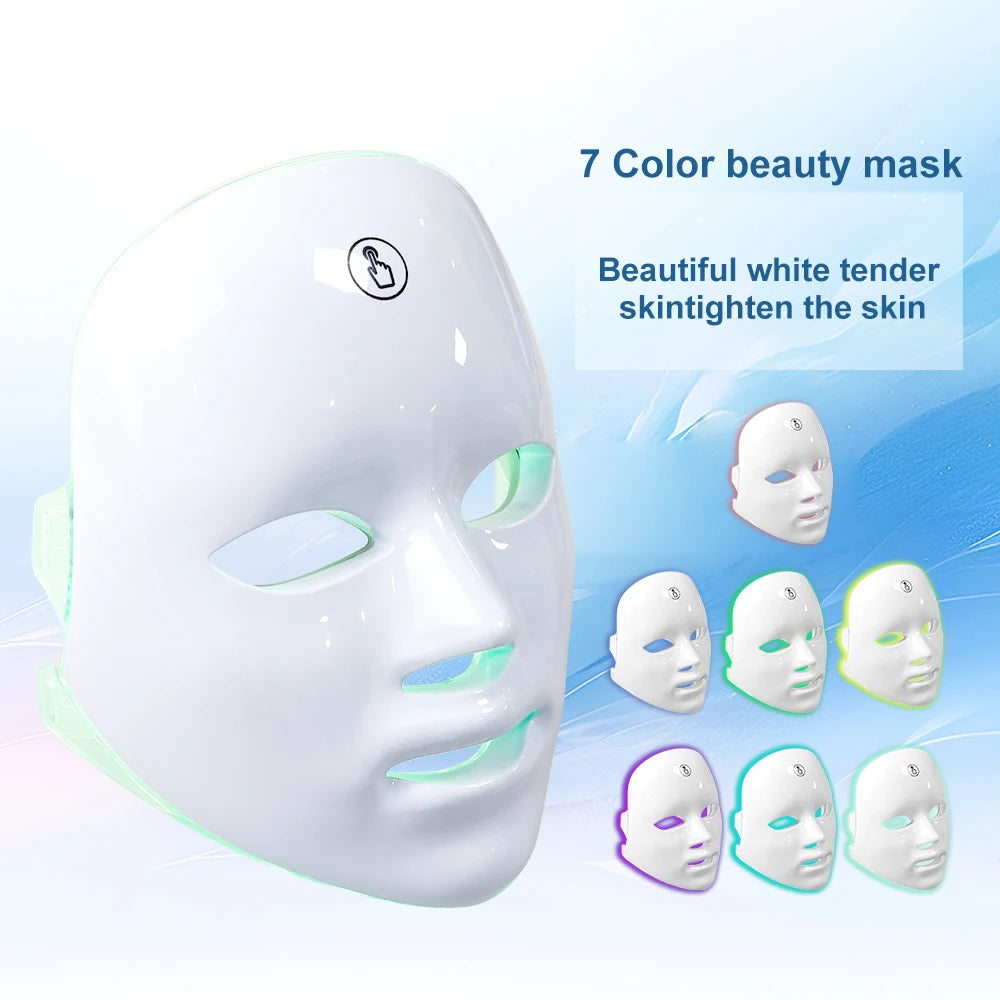 7 Colors LED Facial Mask Photon Therapy Face Skin Care Mask Anti Acne Therapy Skin Rejuvenation Wrinkle Removal Face Beauty Mask