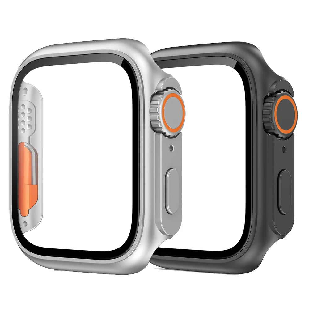 2PCS Case Glass+Case For Apple Watch 42 46 44 45 41 40mm Screen Protector Cover Change Ultra Bumper IWatch Series10 9 8 7 SE 6 5