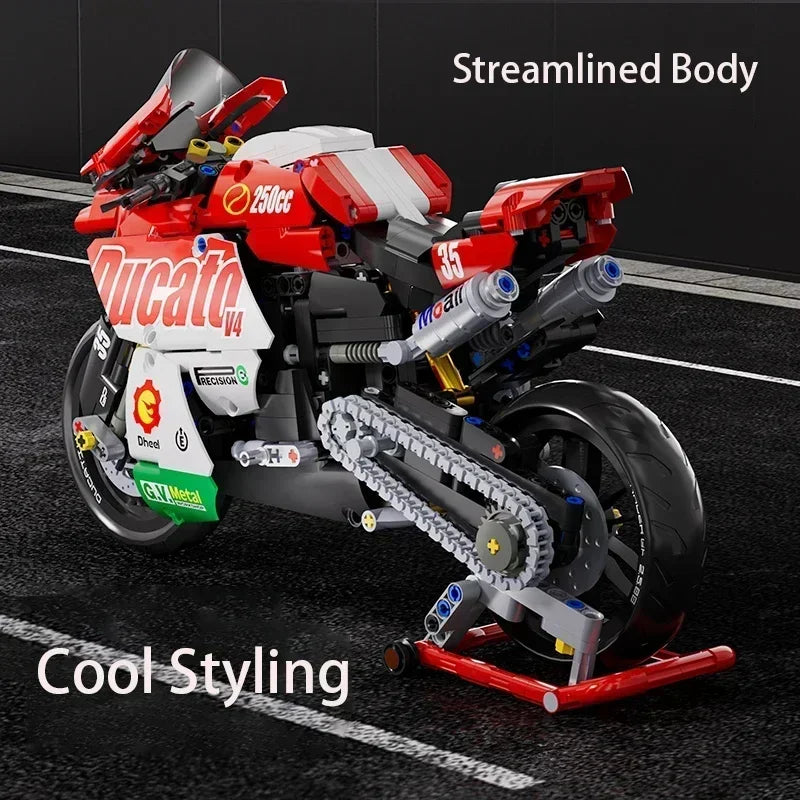 800+PCS Motorcycle Building Blocks Set Super Motorbike 1:10 Model Kit Technical Racing Kid Assembled Toy Gift For Boys And Girls