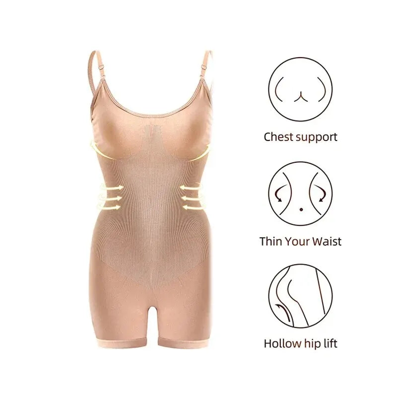 Seamless Women Bodysuit Butt Lifter Shapewear Waist Trainer Body Shaper Strappy-Back Chest Enhancing Corrective Underwear Corset