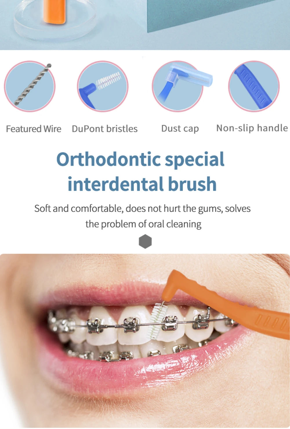 Angled Interdental Brush For Orthodontic Braces Micro Soft Brush For Dental Brackets Cleaning L Shaped Short Handle Brushes