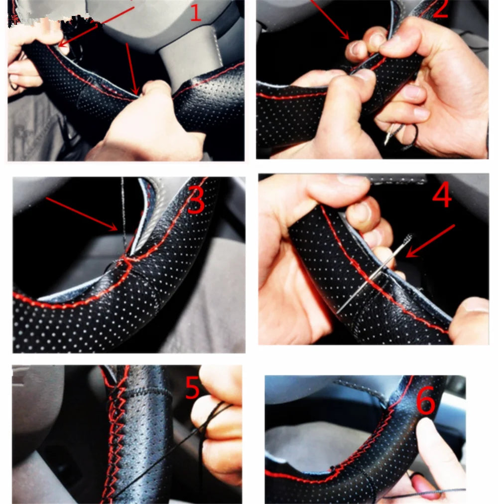 Universal car parts hand sewing steering wheel cover 36 38 40CM for Kia Provo K9 Cross Carens CUB Trackster Ray K2 Naimo