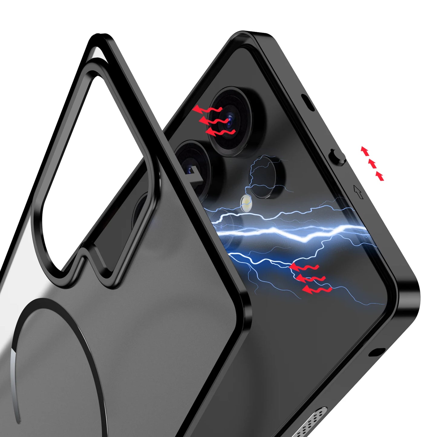 Case for Samsung S25 ULTRA Ultra S24 PLUS S23 Thin Aluminum Alloy Metal Transparent Heat Dissipation Magnetic Back Cover