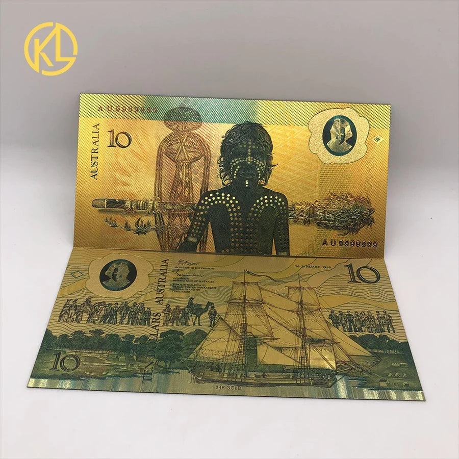 8 Designs  Australia 100 Dollar Gold Banknote Plated Colorful AUD100 Dollar Gold Foil Banknote Currency Collection