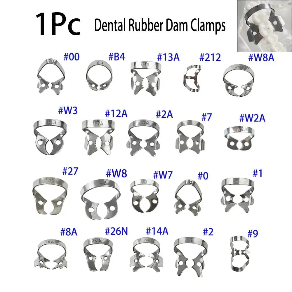 1Pc Dental Rubber Dam Clamps Stainless Steel Endodontic Restorative Barrier Clips Dentistry Orthodontic Material 20 Size Dentist