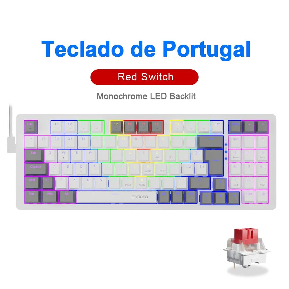 E-YOOSO Z94 USB Mechanical Gaming Keyboard Wired Monochrome Backlit 94 Key Russian Brazilian Portuguese for Compute Laptop PC