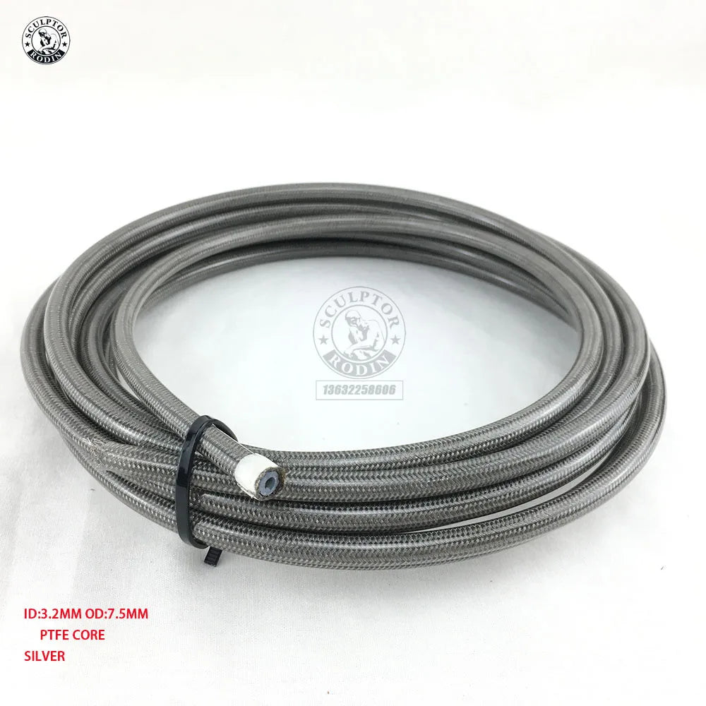 Motorcycle AN3 5m/lot braided Stainless Steel PTFE brake line hose FLUID HYDRAULIC hose PTFE brake line Gas Oil Fuel tube pipe
