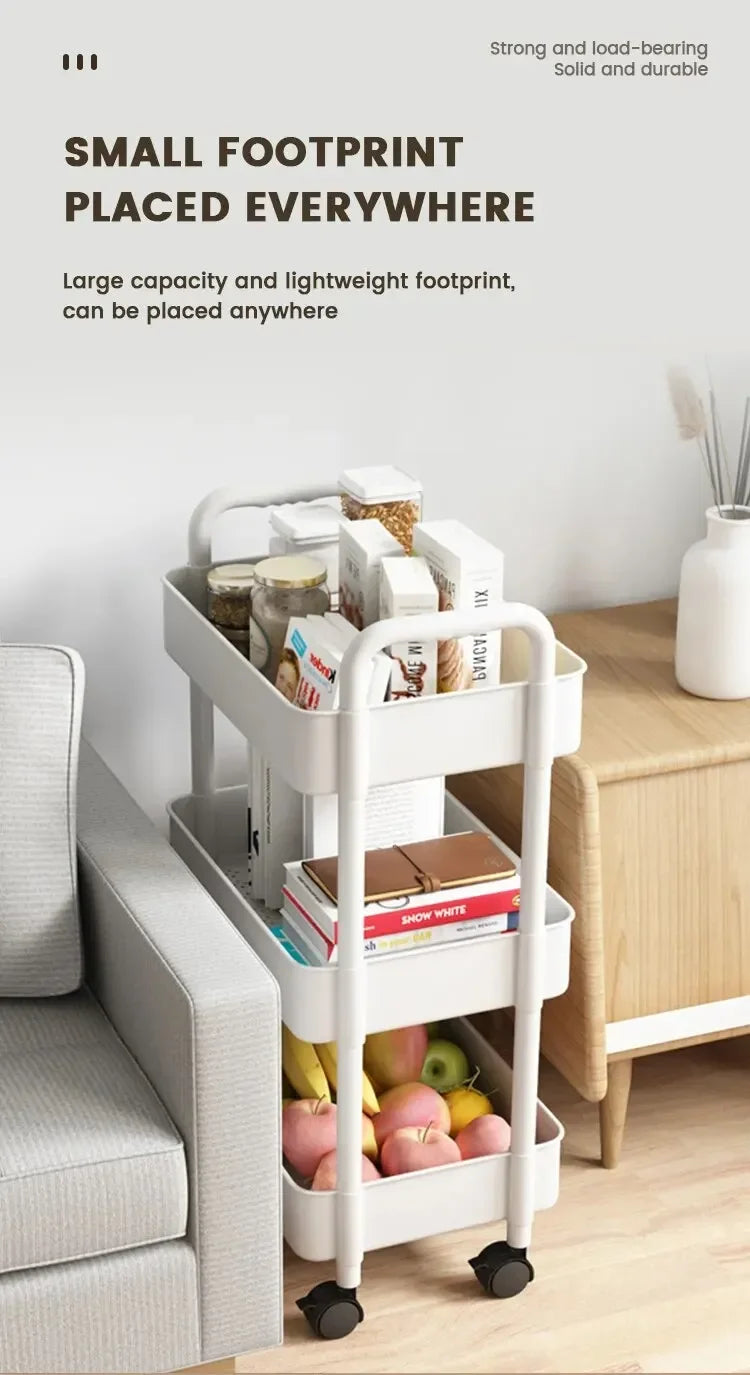 Household Multi-layer Small Cart Storage Rack Floor To Floor Kitchen Bedroom Bathroom Storage Rack Storage Rack With Wheels