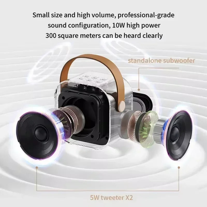 K12 Portable Bluetooth Karaoke Machine with 5.3 PA Speaker System 1-2 Wireless Microphones Home Family Singing Children's Gift