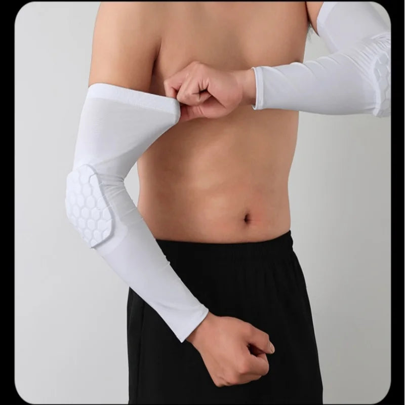 1pcs Honeycomb Anti-collision Arm Guard Fitness Running Training Basketball Guard Equipped With Breathable Sports Elbow Guard