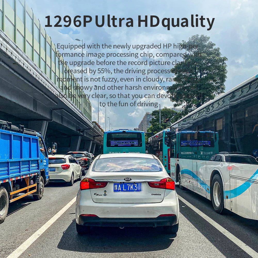 HP Car Recorder F986W 1296P Car Camera HD Night Vision Parking Monitoring Car WiFi Car DVR Video Loop Recording