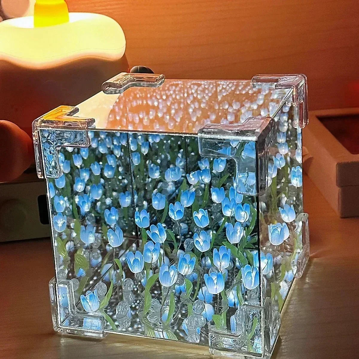 2024 Creative Diy Tulip Flower Sea Cube Three-Dimensional Small Night Lamp Material Package for Girlfriend Couple Girlfriends
