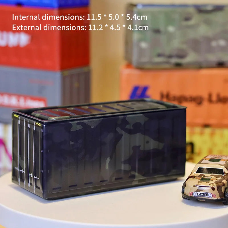 Mini Simulation Shipping Container Model Metal Storage Box Creative Desktop Organizer Ornaments Iron Box Home Office Decoration